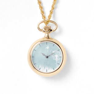 Dandelionen, vlinders en blauwe hemden horloge