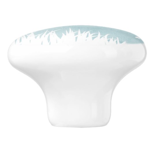 Dandelionen, vlinders en blauwe hemden keramische knop (Zijkant)