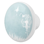 Dandelionen, vlinders en blauwe hemden keramische knop (Rechts)