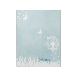 Dandelionen, vlinders en blauwe hemden notitieblok