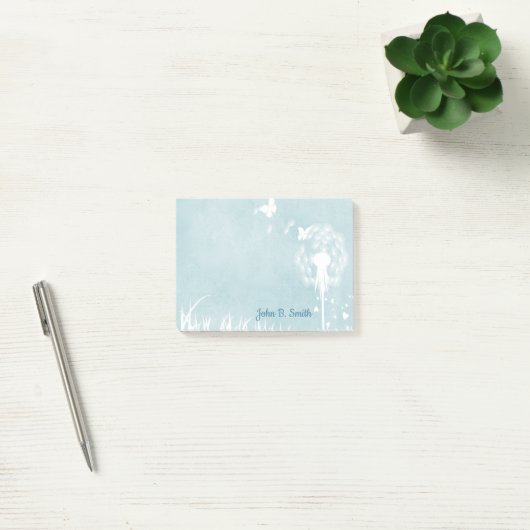 Dandelionen, vlinders en blauwe hemden post-it® notes (Kantoor)