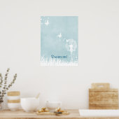 Dandelionen, vlinders en blauwe hemden poster (Keuken)