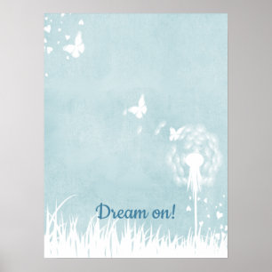 Dandelionen, vlinders en blauwe hemden poster