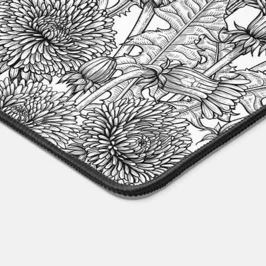 Dandelionen, zwart-wit bureaumat (Hoek)