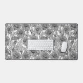 Dandelionen, zwart-wit bureaumat (Keyboard & Muis)