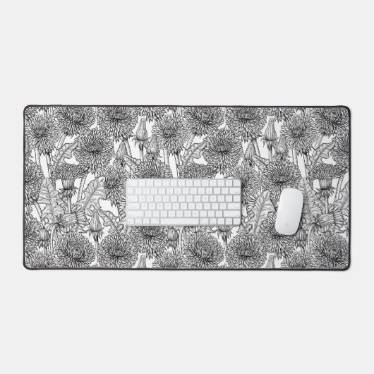 Dandelionen, zwart-wit bureaumat (Keyboard & Muis)