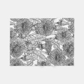 Dandelionen, zwart-wit fleece deken (Voorkant (Horizontaal))