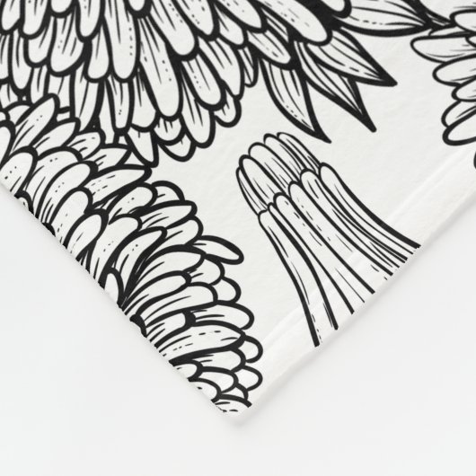Dandelionen, zwart-wit fleece deken (Hoek)