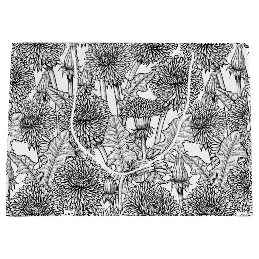Dandelionen, zwart-wit groot cadeauzakje (Voorkant)