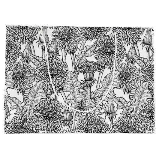 Dandelionen, zwart-wit groot cadeauzakje (Achterkant)