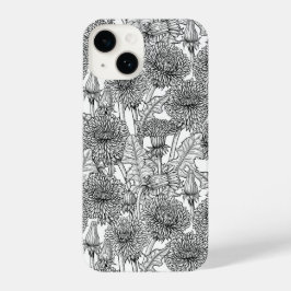 Dandelionen, zwart-wit iPhone 14 hoesje