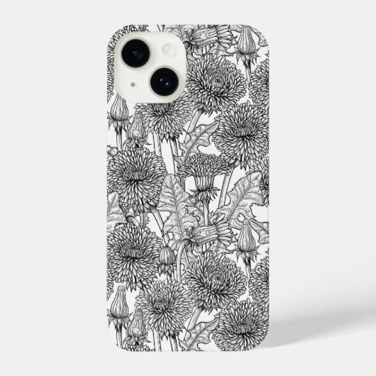 Dandelionen, zwart-wit iPhone hoesje (Achterkant)
