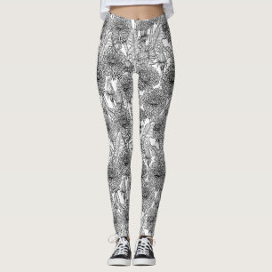 Dandelionen, zwart-wit leggings