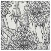 Dandelionen, zwart-wit stof (Swatch)