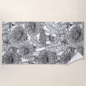 Dandelionen, zwart-wit strandlaken (Voorkant)