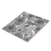 Dandelionen, zwart-wit tegeltje (Zijkant)