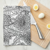 Dandelionen, zwart-wit theedoek (Quarter Fold)