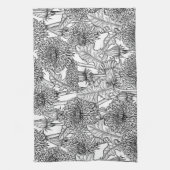 Dandelionen, zwart-wit theedoek (Verticaal)