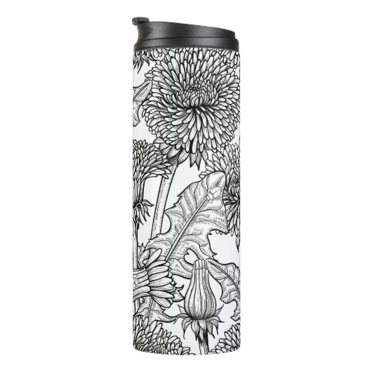 Dandelionen, zwart-wit thermosbeker (Geroteerd rechts)