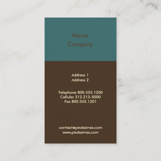 Dandelionprofielkaarten, donkerblauwgroen/bruin visitekaartje (Achterkant)