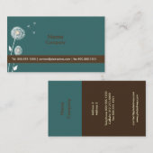 Dandelionprofielkaarten, donkerblauwgroen/bruin visitekaartje (Voorkant / Achterkant)