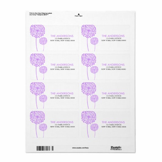 Dandelions Adresetiketten Etiket (Full Sheet)