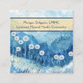 Dandelions and Mountain Nature QR Code Counselor Vierkante Visitekaartje (Voorkant)