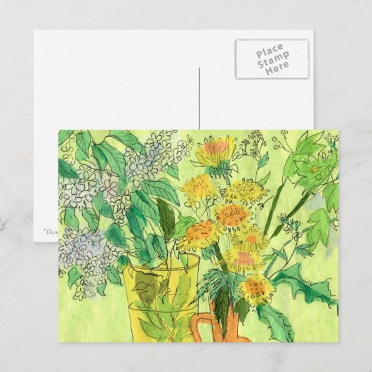 Dandelions Bird Cherry Summer Flowers Floral Art Briefkaart (Voorkant / Achterkant)