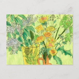 Dandelions Bird Cherry Summer Flowers Floral Art Briefkaart