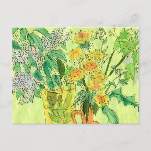 Dandelions Bird Cherry Summer Flowers Floral Art Briefkaart (Voorkant)