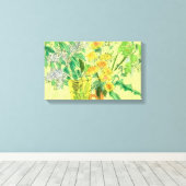 Dandelions Bird Cherry Summer Flowers Floral Art P Canvas Afdruk (Insitu (Houten vloer))