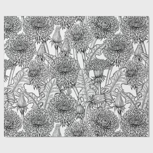 Dandelions, black and white cadeaupapier (Vlak)