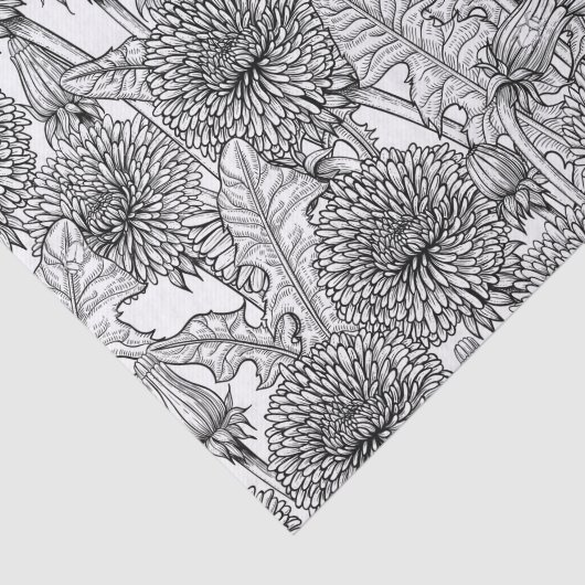 Dandelions, black and white tissuepapier (Detail)