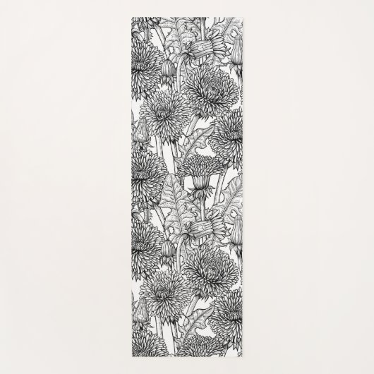Dandelions, black and white yogamat (Voorkant)