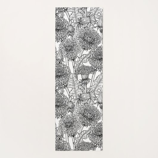 Dandelions, black and white yogamat (Achterkant)