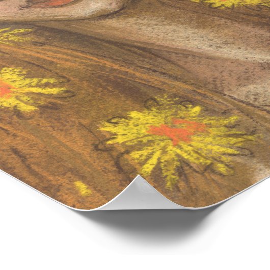 Dandelions Bloom, blauw meisje en bloemen schilder Poster (Hoek)