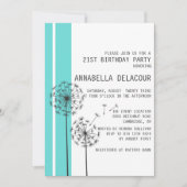 Dandelions Blue Modern Birthday Invitation Kaart (Voorkant)