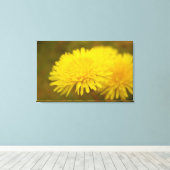 Dandelions droom.  gele wilde bloem canvas afdruk (Insitu (Houten vloer))