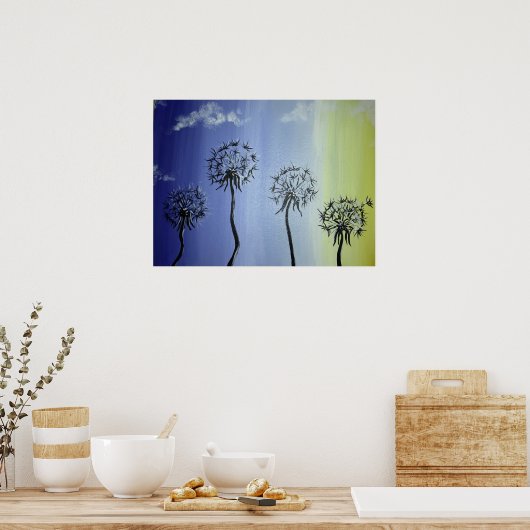 Dandelions en hemel poster (Keuken)