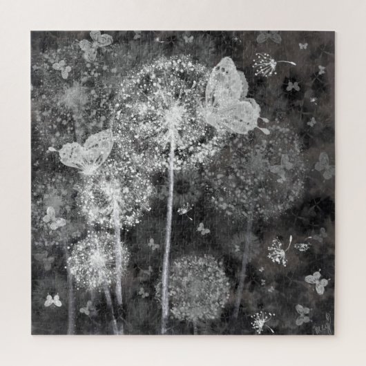 Dandelions Field - Black White Art Collectie Legpuzzel (Verticaal)