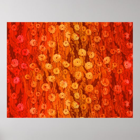 Dandelions Field Summer Flowers Red Oranje Ombre P Poster (Voorkant)