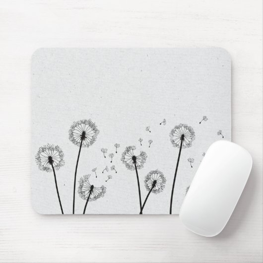 Dandelions Flowers Pappus Spores Gray Muismat (Met muis)