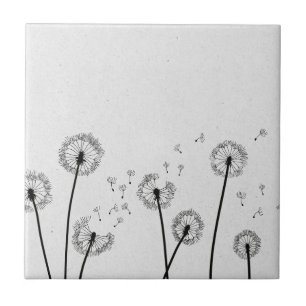 Dandelions Flowers Pappus Spores Gray Tegeltje
