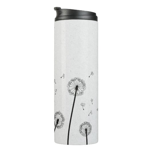 Dandelions Flowers Pappus Spores Gray Thermosbeker (Geroteerd rechts)