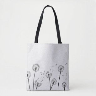 Dandelions Flowers Pappus Spores Gray Tote Bag