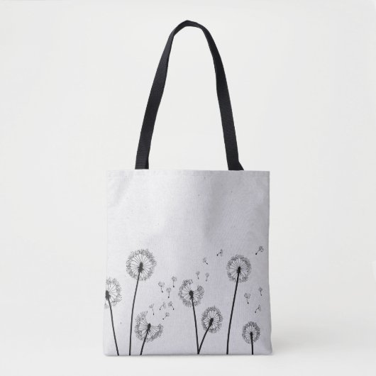 Dandelions Flowers Pappus Spores Gray Tote Bag (Voorkant)