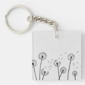 Dandelions Flowers Pappus Spores Grey Sleutelhanger (Voorkant)