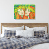 Dandelions, Ginger Girls Fantasy Pastel Painting Canvas Afdruk (Insitu (Slaapkamer))
