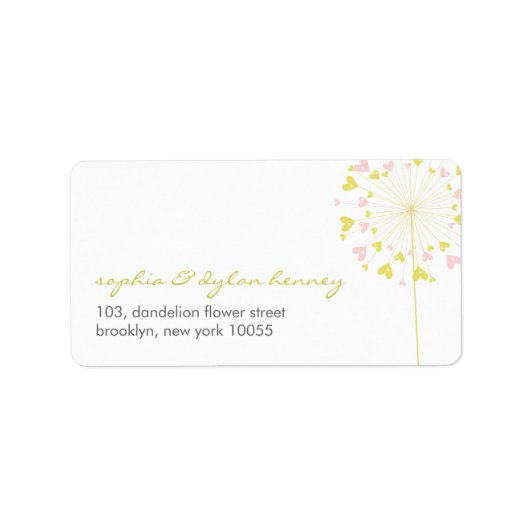 Dandelions Love Cute Summer Weddenschappen Adreset Etiket (Voorkant)