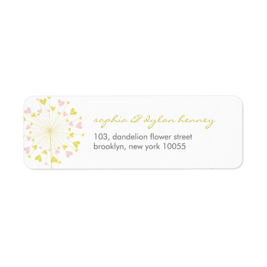 Dandelions Love Cute Summer Weddenschappen Adreset Etiket (Voorkant)